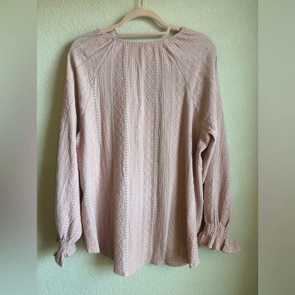 Frye Womens Textured Blousson Sleeve Boho Peasant Blouse - Picture 8 of 10